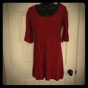 Pink Rose Red Sweater Dress